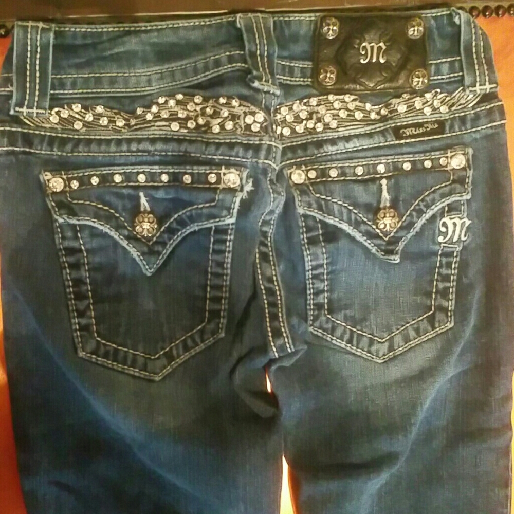 Miss Me Women's Embellished Dark Blue Denim Jeans